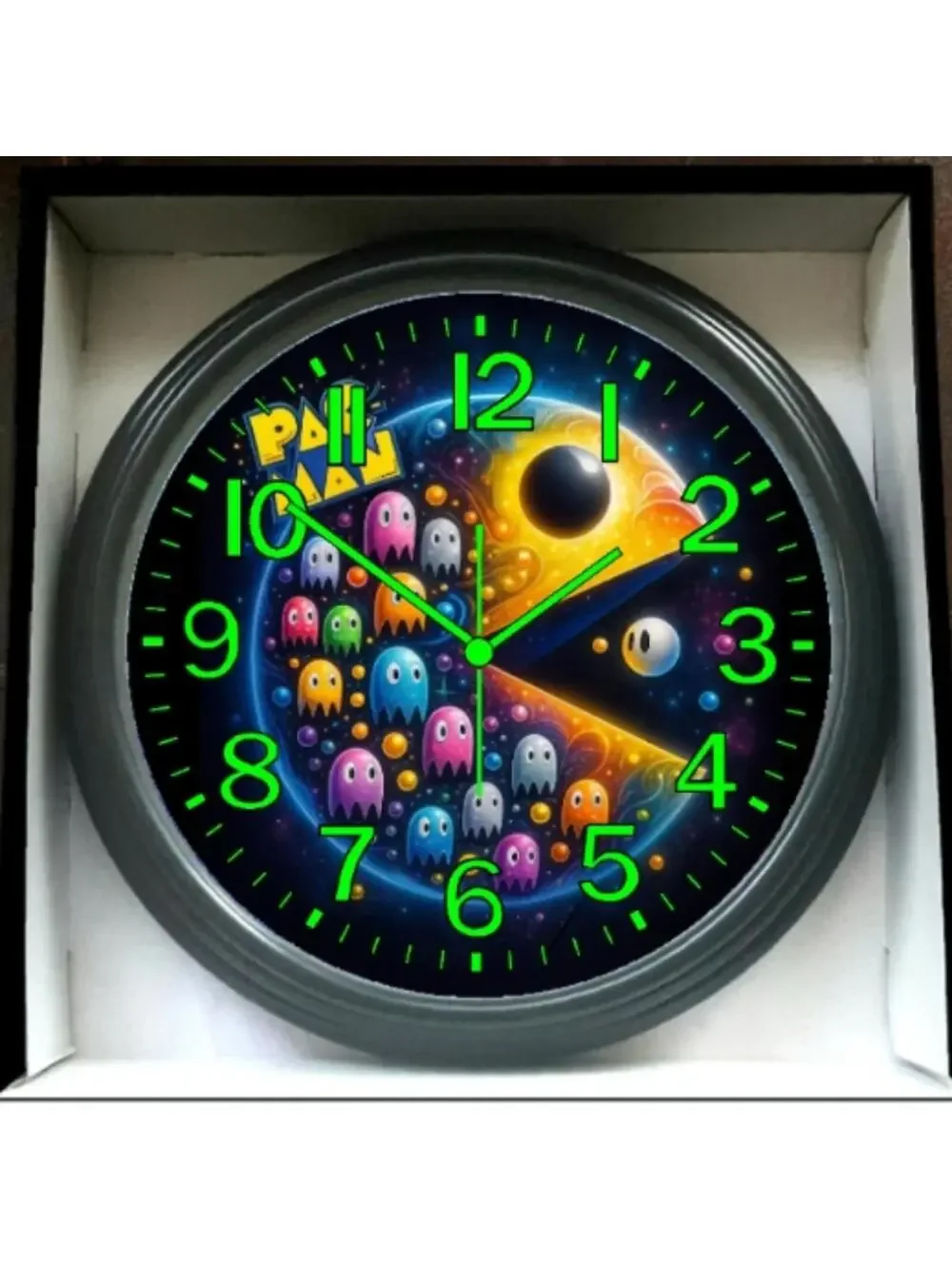 Pac-Man Atari Game Room Glow In The Dark Wall Clock New!